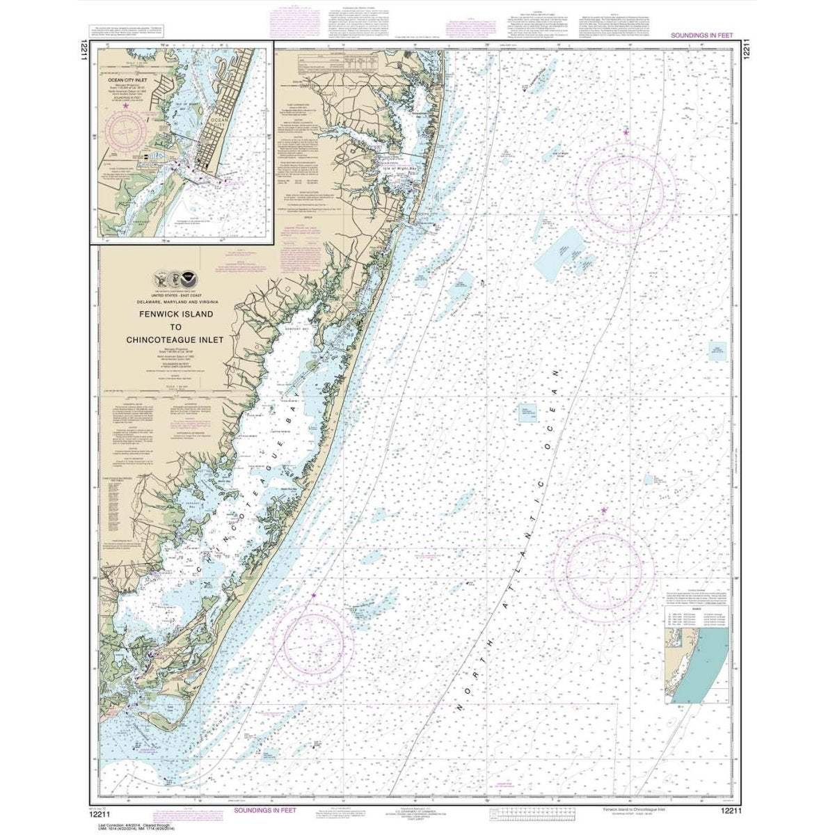 Historical NOAA Chart 12211: Fenwick Island to Chincoteague Inlet; Ocean City Inlet - Life Raft Professionals