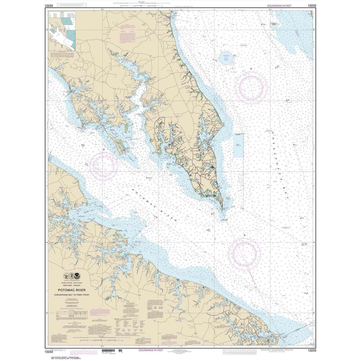 Historical NOAA Chart 12233: Potomac River Chesapeake Bay to Piney Point - Life Raft Professionals