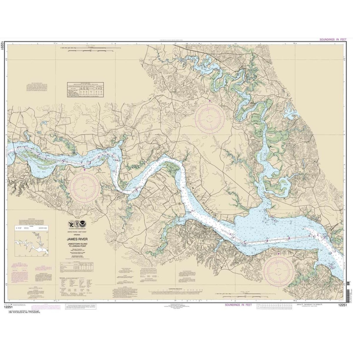 Historical NOAA Chart 12251: James River Jamestown Island to Jordan Point - Life Raft Professionals