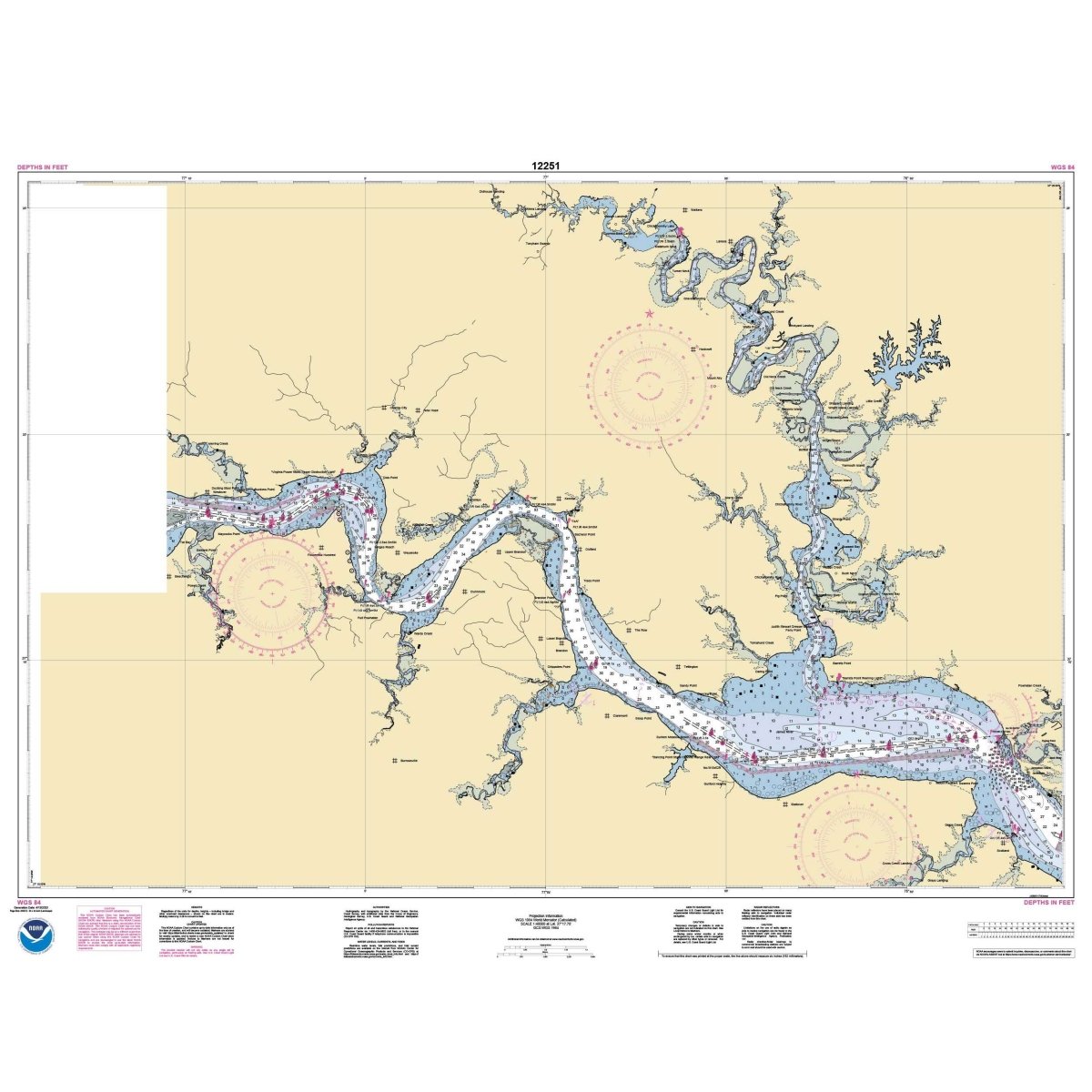 Historical NOAA Chart 12251: James River Jamestown Island to Jordan Point - Life Raft Professionals