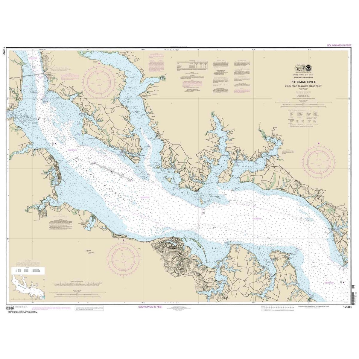 Historical NOAA Chart 12286: Potomac River Piney Point to Lower Cedar Point - Life Raft Professionals