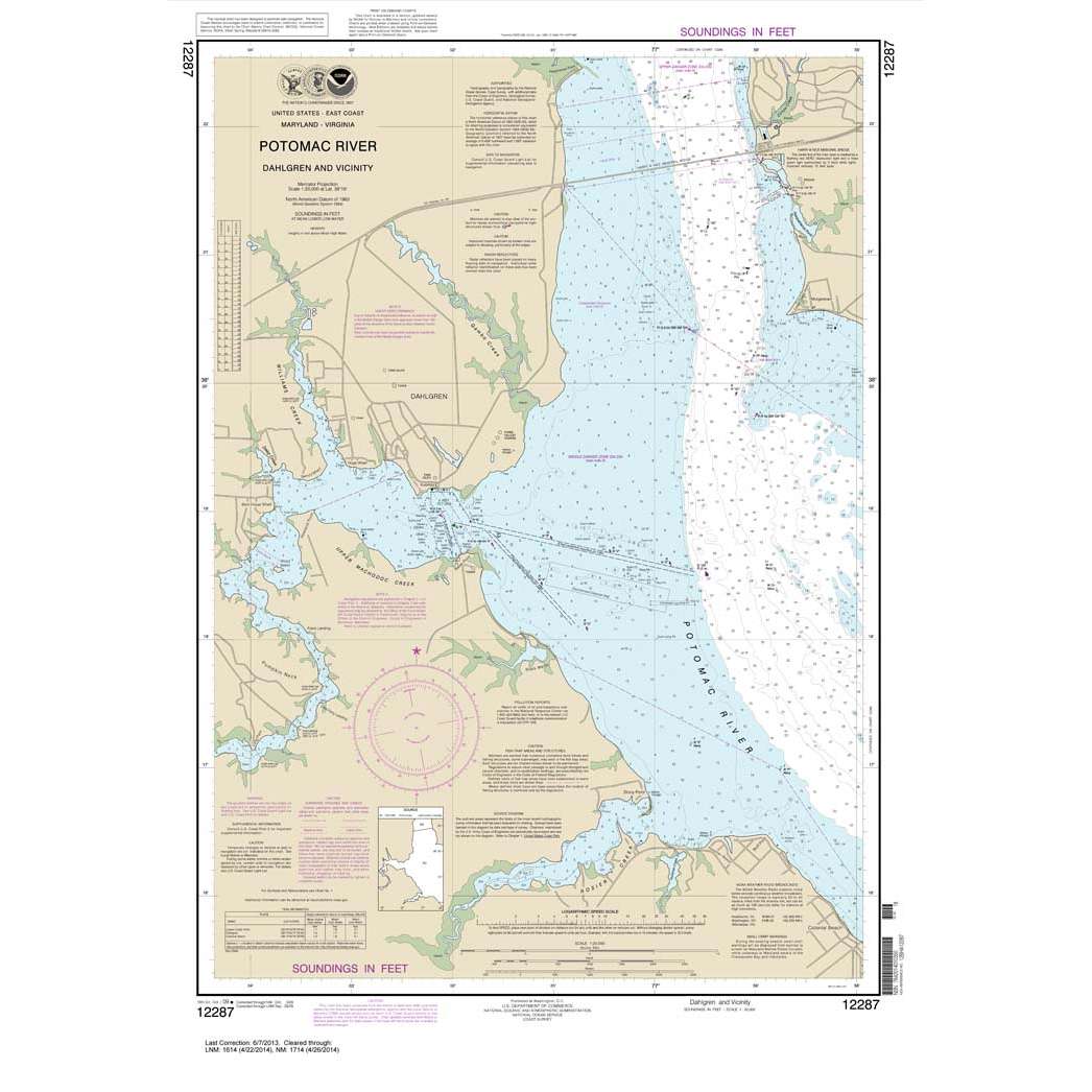 Historical NOAA Chart 12287: Potomac River Dahlgren and Vicinity - Life Raft Professionals