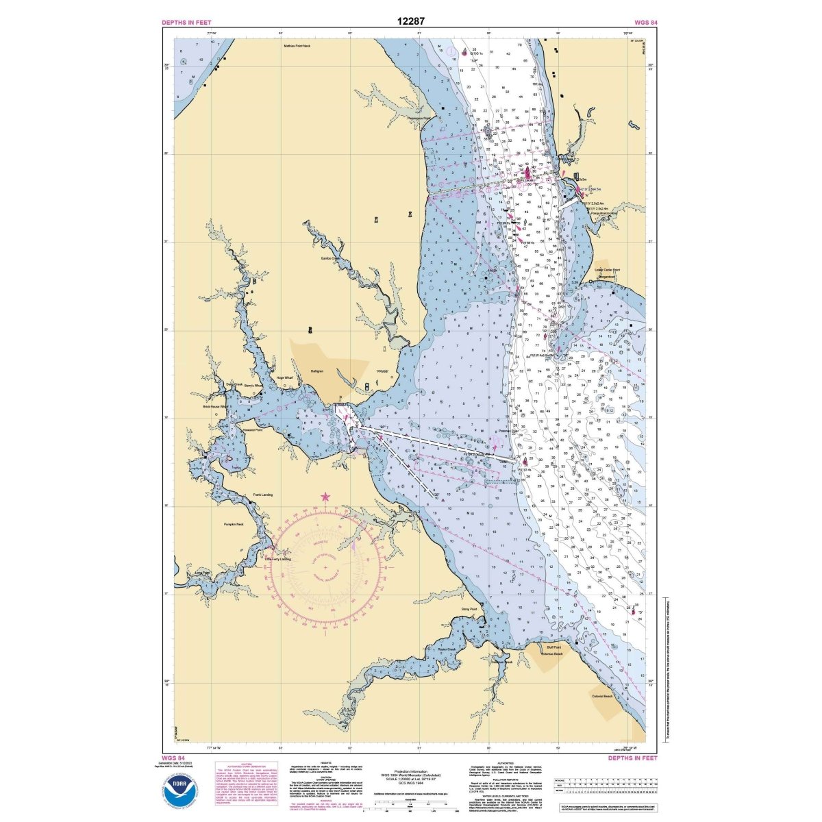 Historical NOAA Chart 12287: Potomac River Dahlgren and Vicinity - Life Raft Professionals