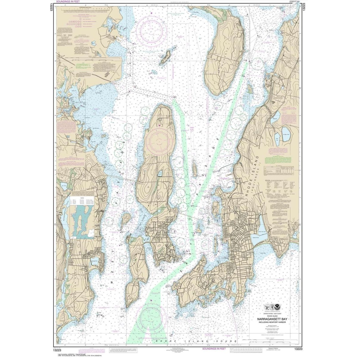 Historical NOAA Chart 13223: Narragansett Bay: Including Newport Harbor - Life Raft Professionals