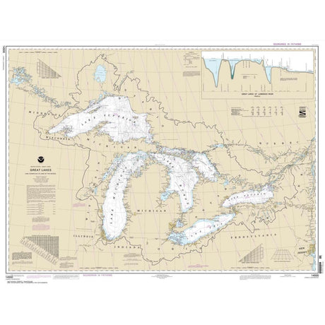 Historical NOAA Chart 14500: Great Lakes: Lake Champlain to Lake of the Woods - Life Raft Professionals