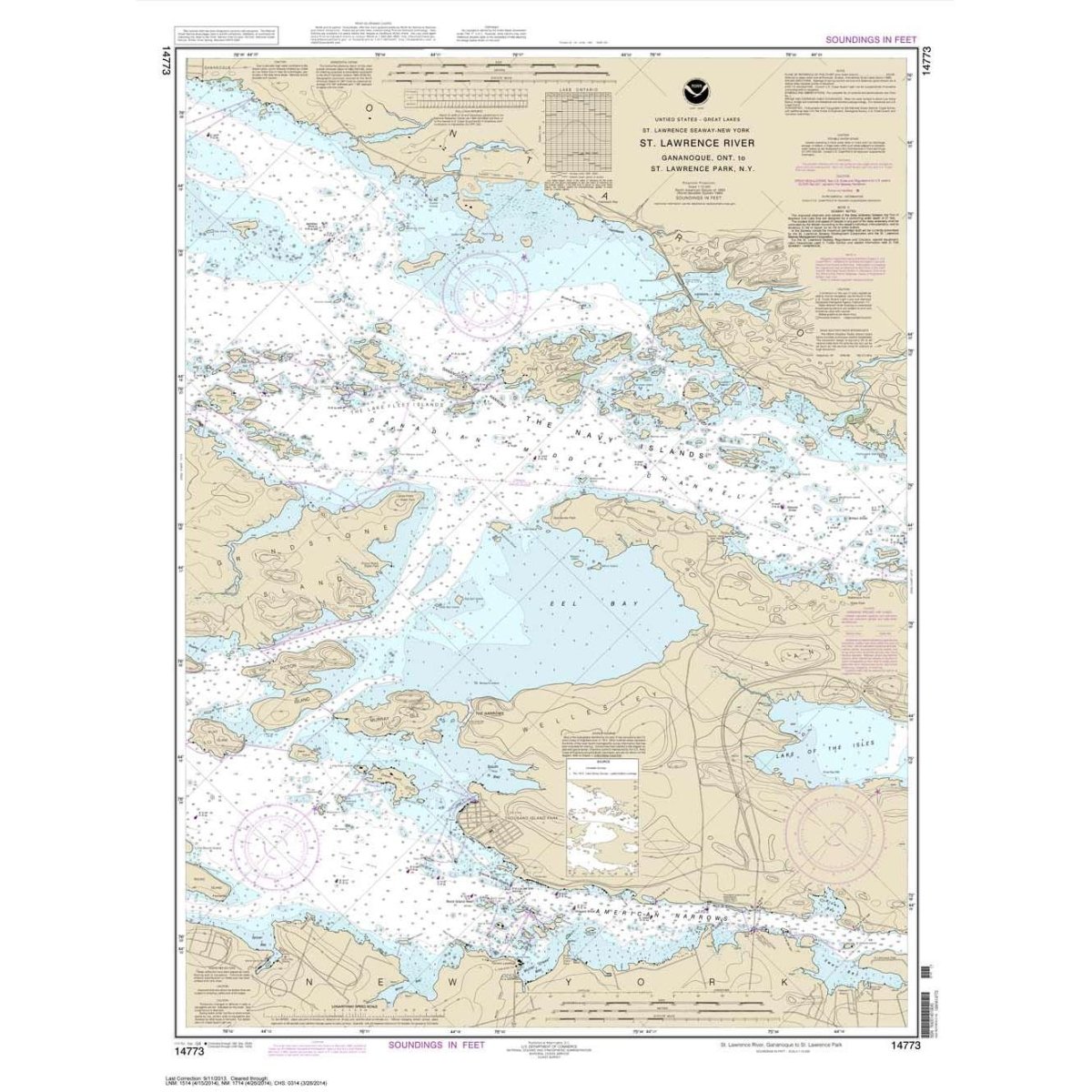 Historical NOAA Chart 14773: Gananoque: Ont.: to St. Lawrence Park. N.Y. - Life Raft Professionals