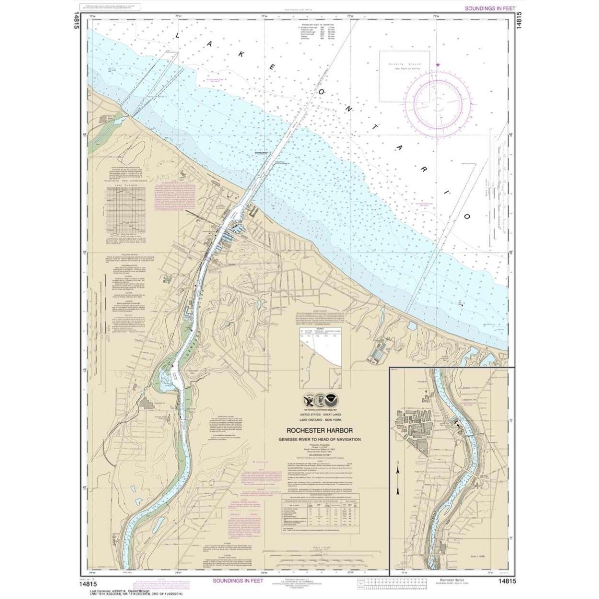 Historical NOAA Chart 14815: Rochester Harbor: including Genessee River to head of navigation - Life Raft Professionals