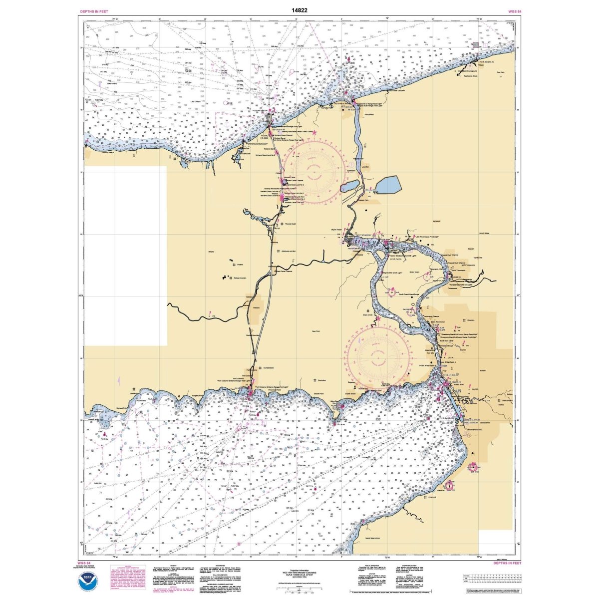 Historical NOAA Chart 14822: Approaches to Niagara River and Welland Canal - Life Raft Professionals