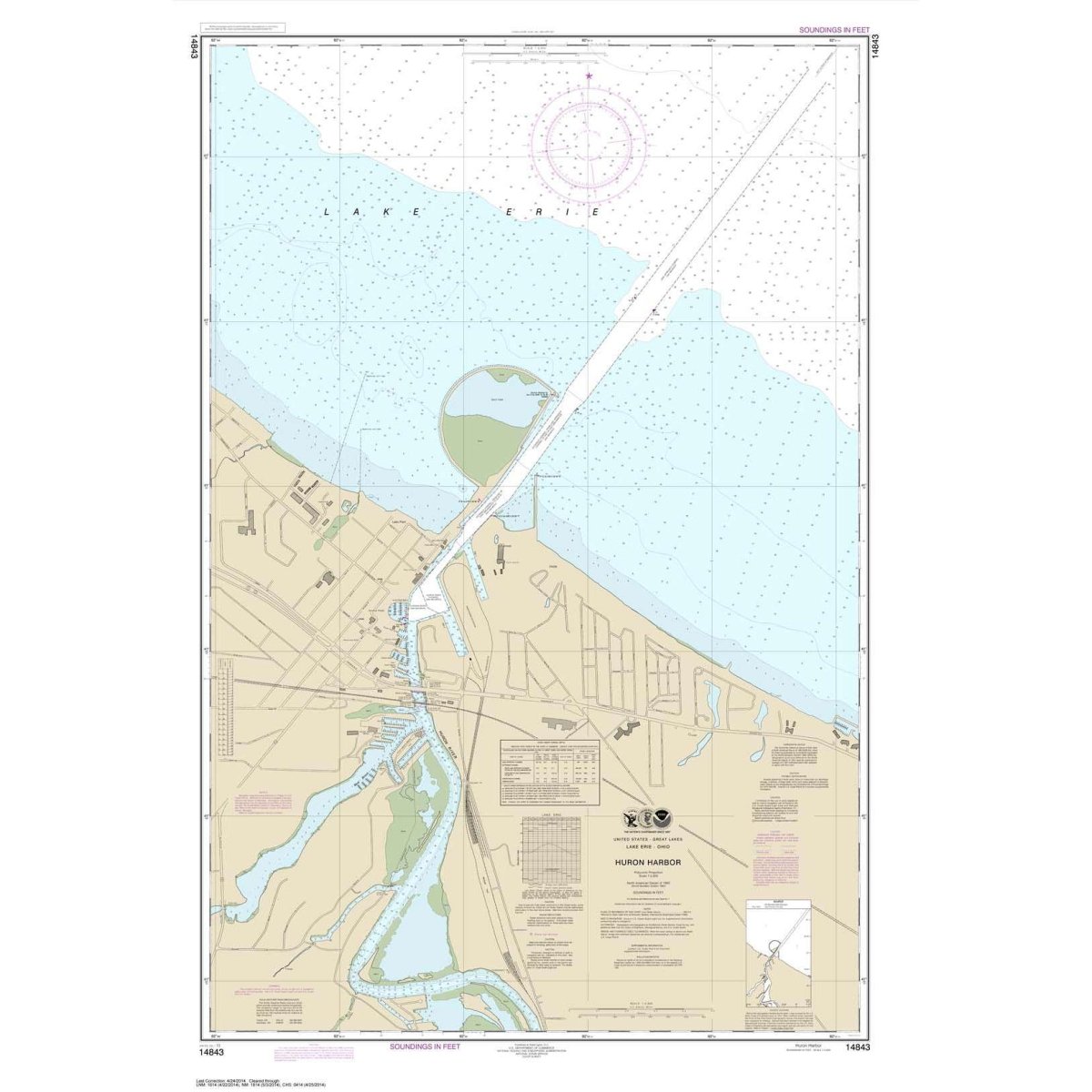 Historical NOAA Chart 14843: Huron Harbor - Life Raft Professionals