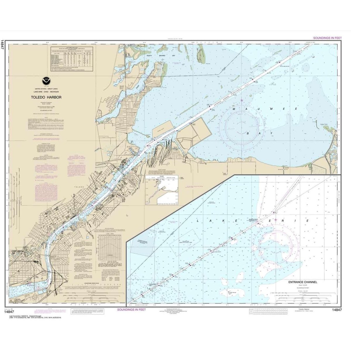 Historical NOAA Chart 14847: Toledo Harbor; Entrance Channel to Harbor - Life Raft Professionals