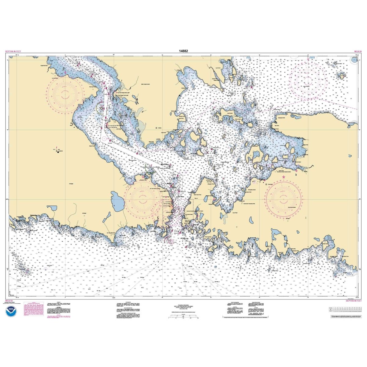 Historical NOAA Chart 14882: St. Mars River - Detour Passage to Munuscong Lake; Detour Passage - Life Raft Professionals