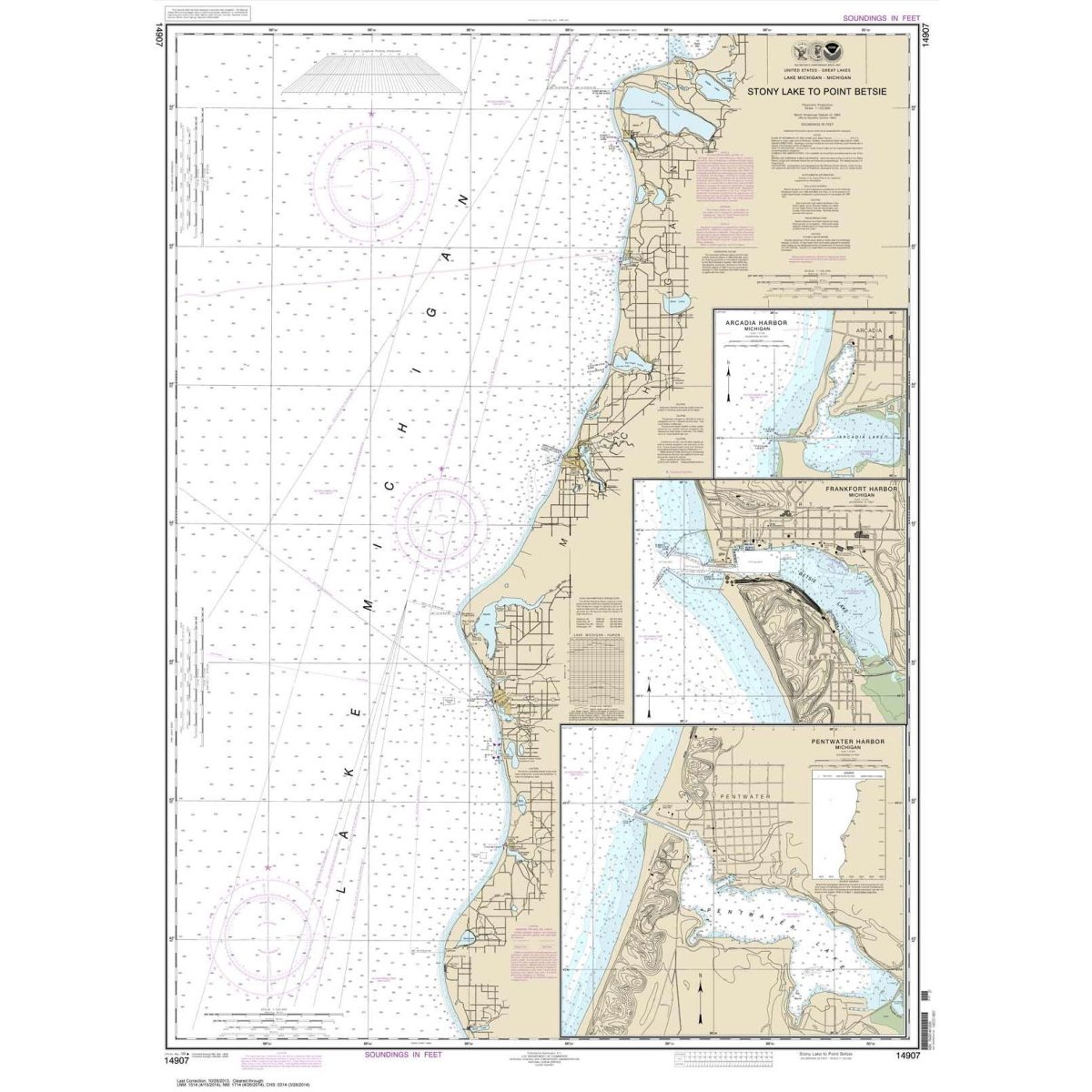 Historical NOAA Chart 14907: Stony Lake to Point Betsie; Pentwater; Arcadia; Frankfort - Life Raft Professionals