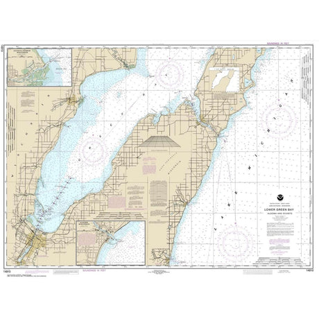 HISTORICAL NOAA Chart 14910: Lower Green Bay; Oconto Harbor; Algoma - Life Raft Professionals