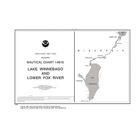 Historical NOAA Chart 14916: Lake Winnebago & Lower Fox River (38 Page Booklet) - Life Raft Professionals