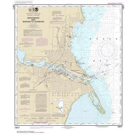 Historical NOAA Chart 14917: Menominee and Marinette Harbors - Life Raft Professionals