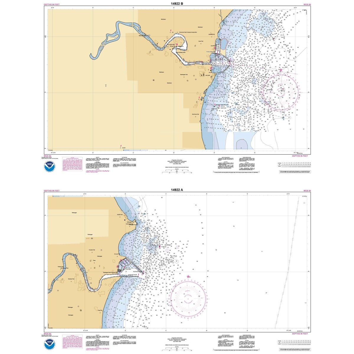 Historical NOAA Chart 14922: Manitowoc and Sheboygan - Life Raft Professionals