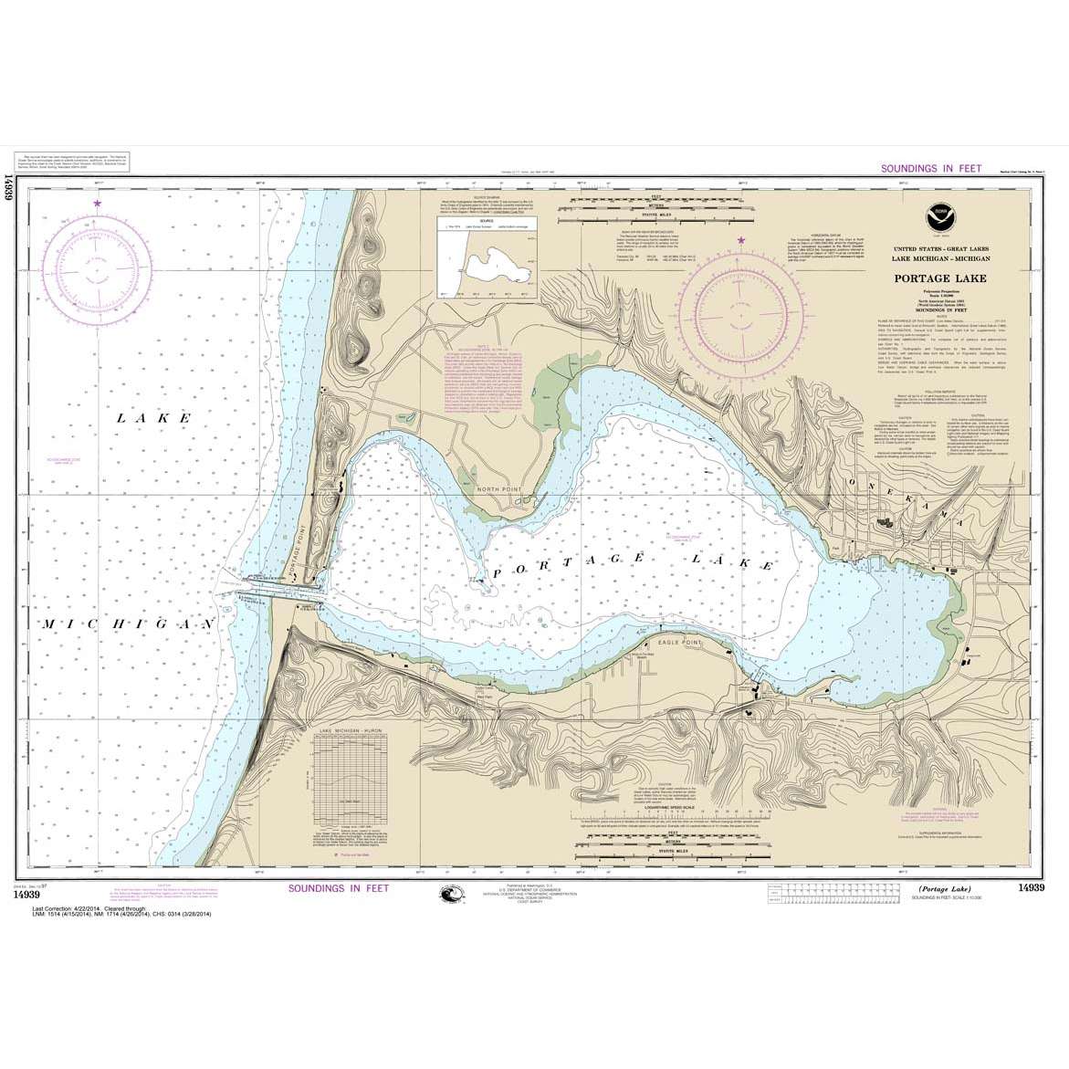 Historical NOAA Chart 14939: Portage Lake - Life Raft Professionals