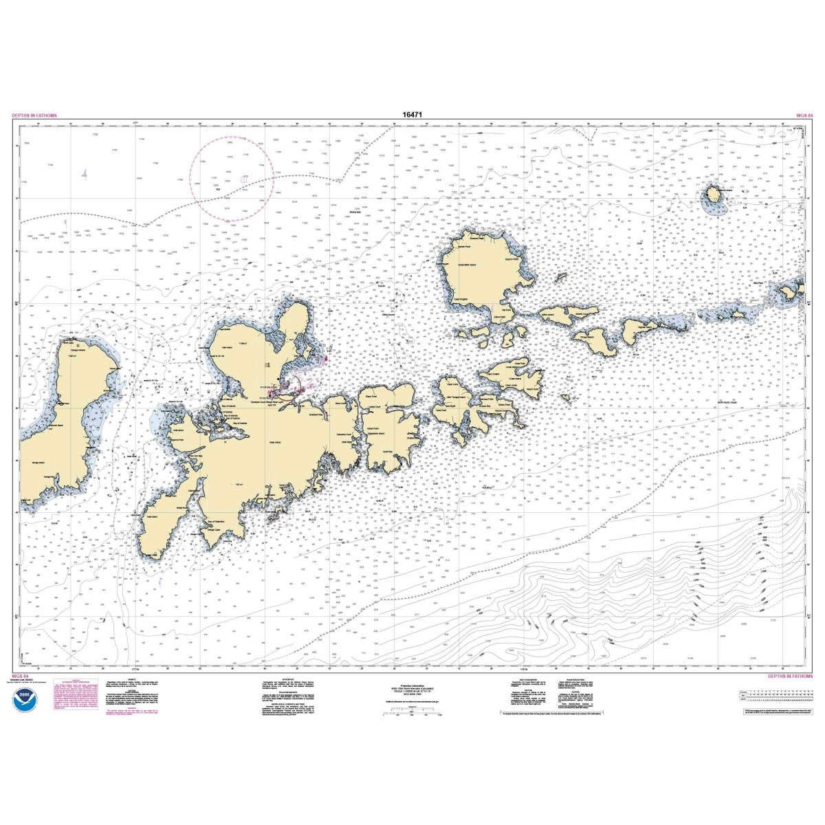 Historical NOAA Chart 16471: Atka Pass to Adak Strait; Three Arm Bay: Adak Island; Kanaga Bay: Kanaga Island; Chapel Roads and Chapel Cove: Adak Island - Life Raft Professionals