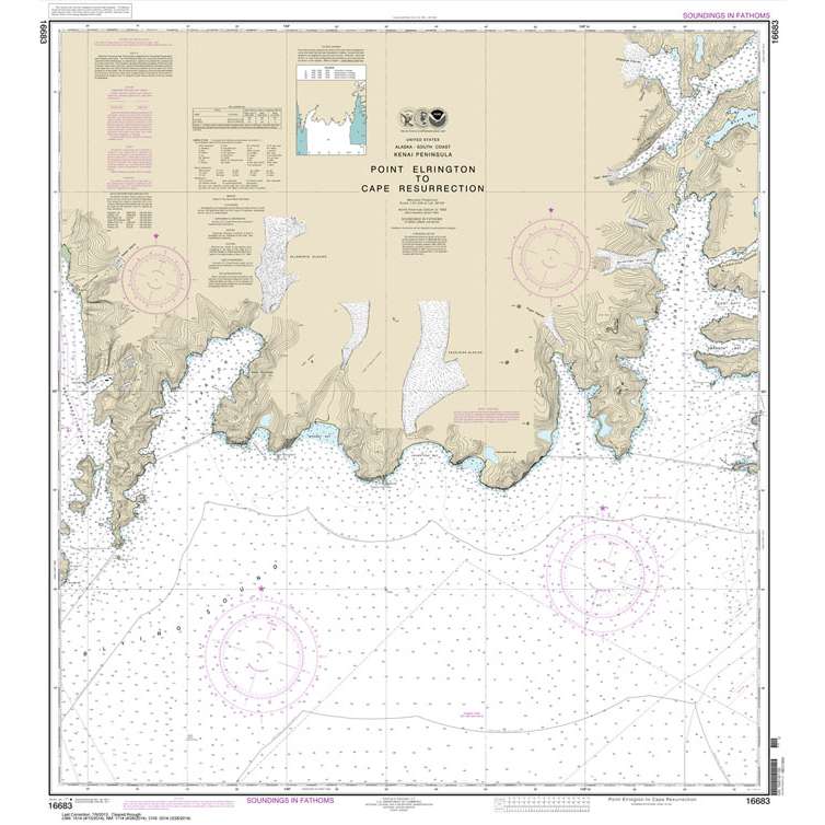 Historical NOAA Chart 16683: Point Elrington to Cape Resurrection - Life Raft Professionals