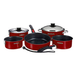 Magma Nestable 10 Piece Induction Non-Stick Enamel Finish Cookware Set - Magma Red - Life Raft Professionals