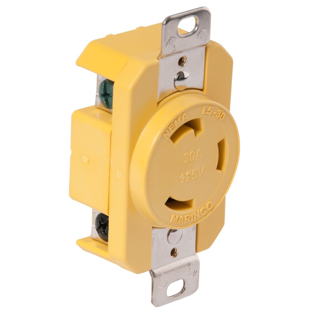 Marinco 305CRR 30A Receptacle - Yellow - 125V - Life Raft Professionals