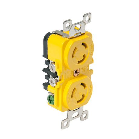 Marinco Locking Receptacle - 15A, 125V - Yellow - Life Raft Professionals