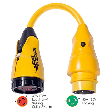 Marinco P503-30 EEL 30A-125V Female to 50A-125V Male Pigtail Adapter - Yellow - Life Raft Professionals