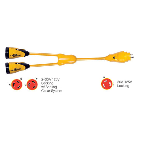 Marinco Y30-2-30 EEL (2)30A-125V Female to (1)30A-125V Male "Y" Adapter - Yellow - Life Raft Professionals