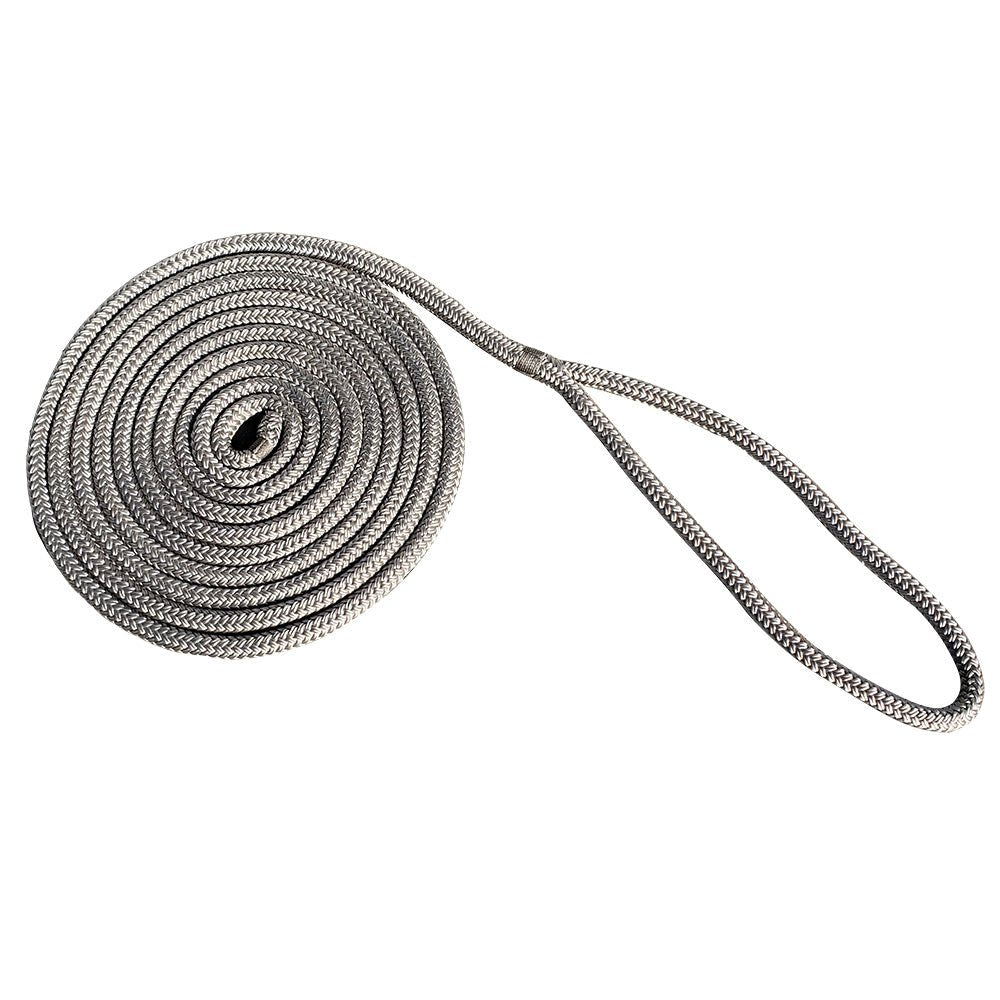 New England Rope 3/8" x 25 Nylon Double Braid Dock Line - Grey - Life Raft Professionals