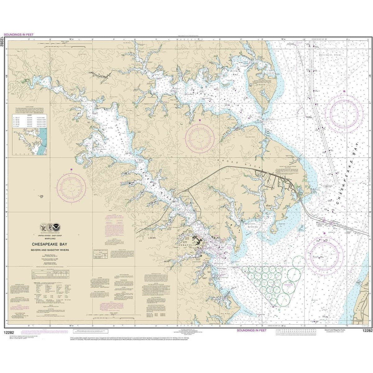 NOAA Chart 12282: Chesapeake Bay Severn and Magothy Rivers - Life Raft Professionals