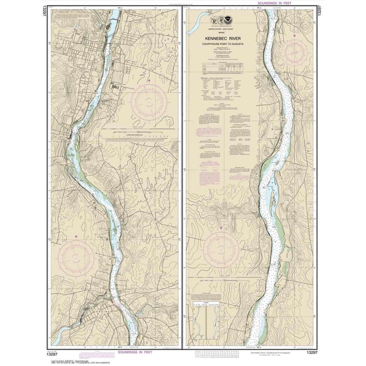 NOAA Chart 13297: Kennebec River Courthouse Point to Augusta - Life Raft Professionals