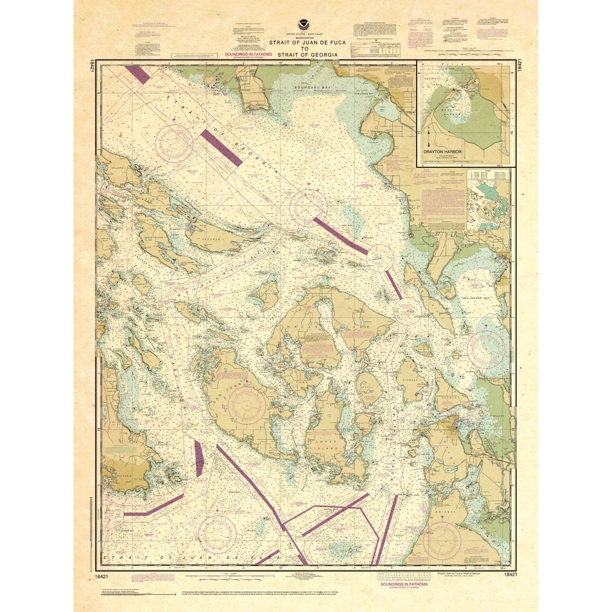 NOAA Chart 18421: Strait of Juan de Fuca to Strait of Georgia;Drayton Harbor - Life Raft Professionals