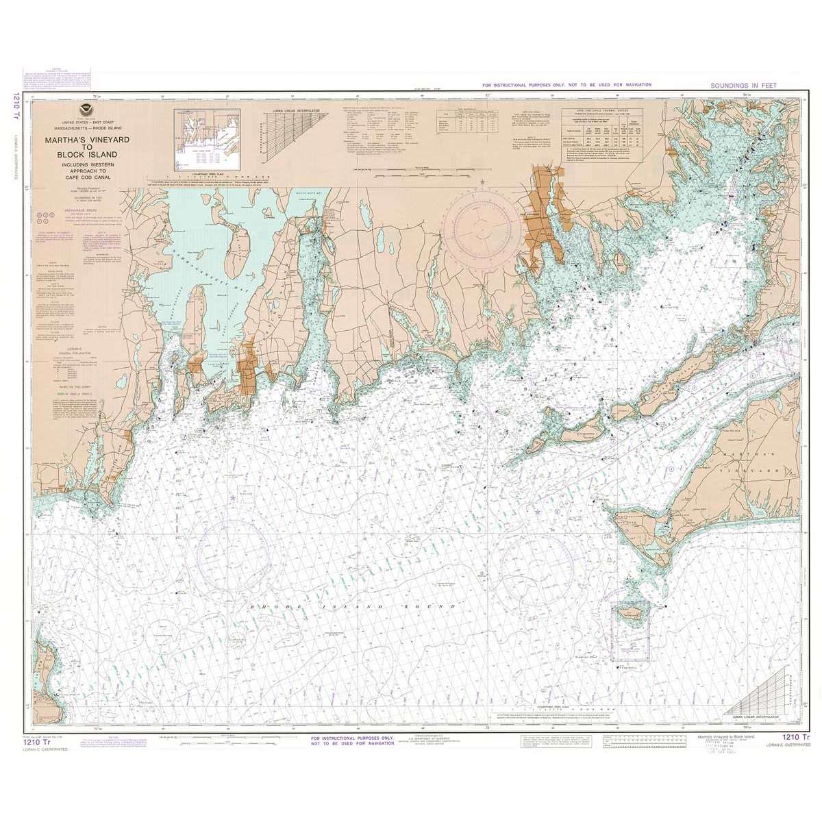 NOAA Training Chart 1210 TR: Martha's Vineyard To Block Island (3 Pack) - Life Raft Professionals