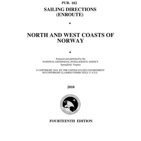 PUB 182 Sailing Directions Enroute: North and West Coasts of Norway (Current Edition) - Life Raft Professionals