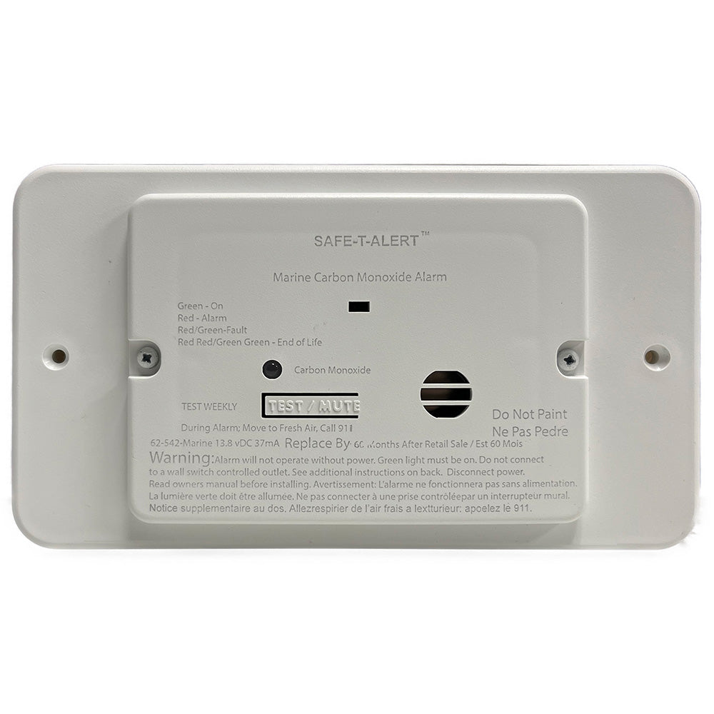 Safe-T-Alert 62 Series Marine Carbon Monoxide - Flush Mount - White - 12V w/Trim Ring - Life Raft Professionals