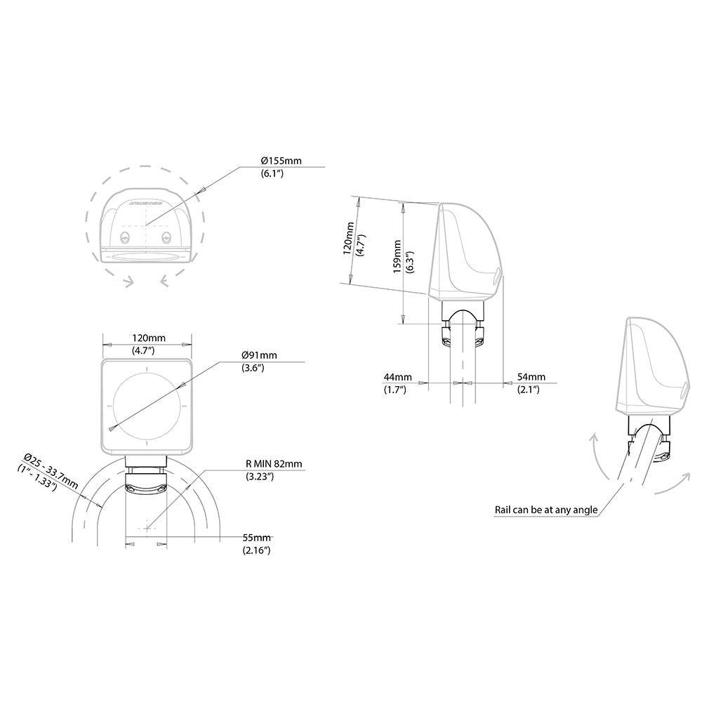 Scanstrut Scanpod Single Instrument Pod Rail Mount - Cut f/Standard Instrument - Fits 1" - 1.33" Rails - Life Raft Professionals