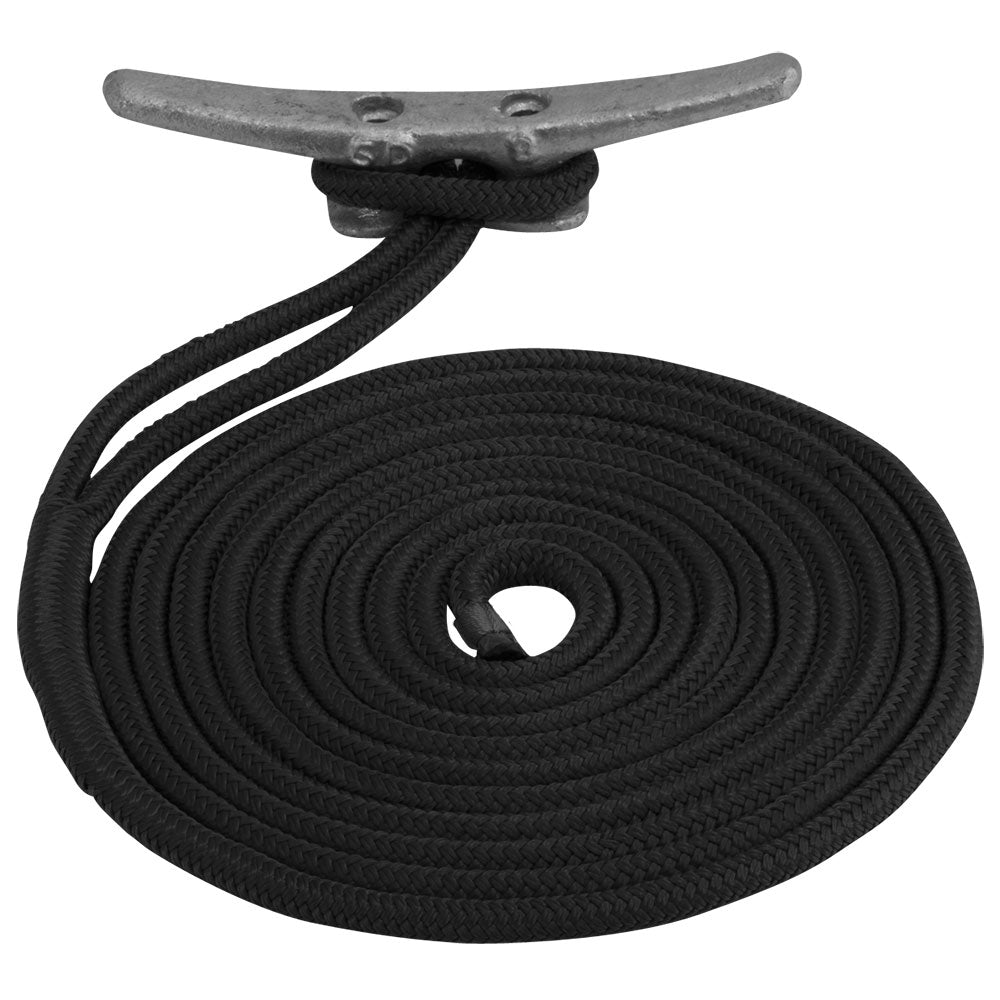 Sea-Dog Double Braided Nylon Dock Line - 1/2" x 10 - Black - Life Raft Professionals