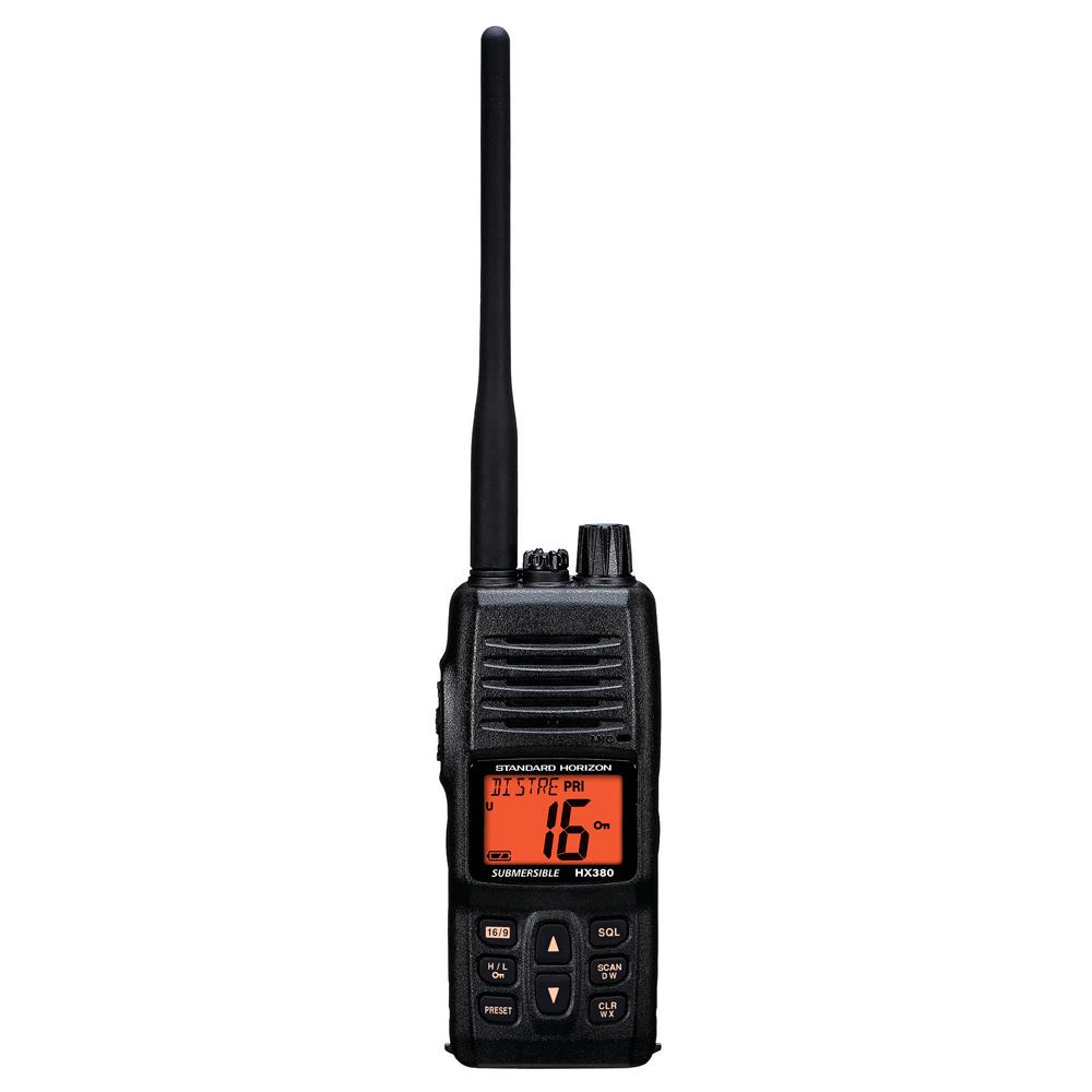 Standard Horizon HX380 5W Commercial Grade Submersible IPX-7 Handheld VHF Radio w/LMR Channels [HX380] - Life Raft Professionals