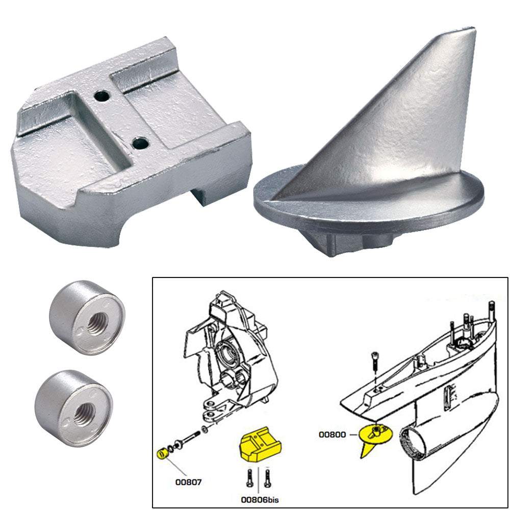 Tecnoseal Anode Kit w/Hardware - Mercury Alpha 1 Gen 1 - Magnesium - Life Raft Professionals