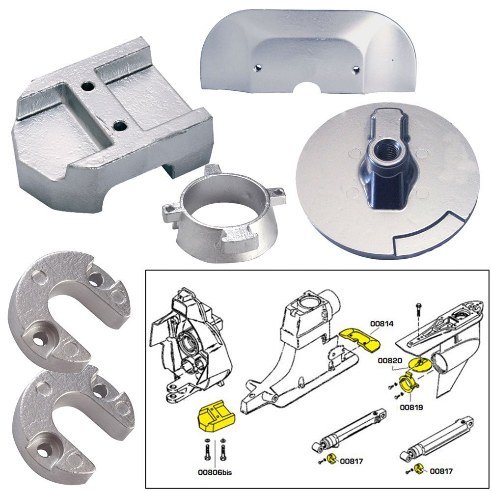 Tecnoseal Anode Kit w/Hardware - Mercury Alpha 1 Gen 2 - Magnesium - Life Raft Professionals