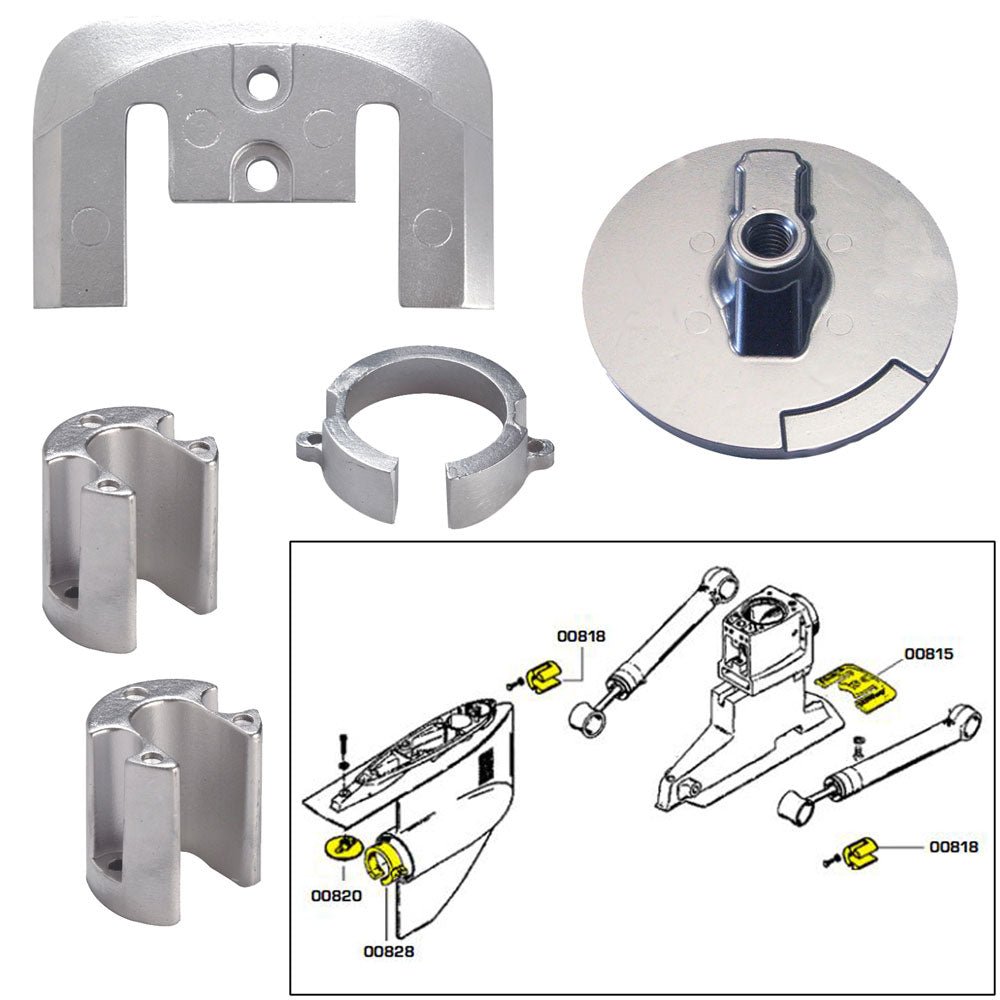 Tecnoseal Anode Kit w/Hardware - Mercury Bravo 1 - Aluminum - Life Raft Professionals