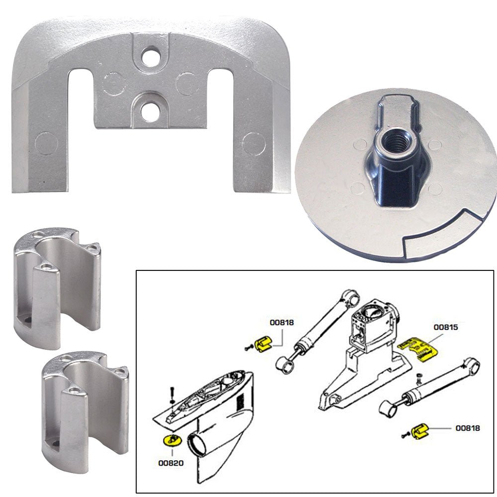 Tecnoseal Anode Kit w/Hardware - Mercury Bravo 2-3 up to 2003 - Magnesium - Life Raft Professionals