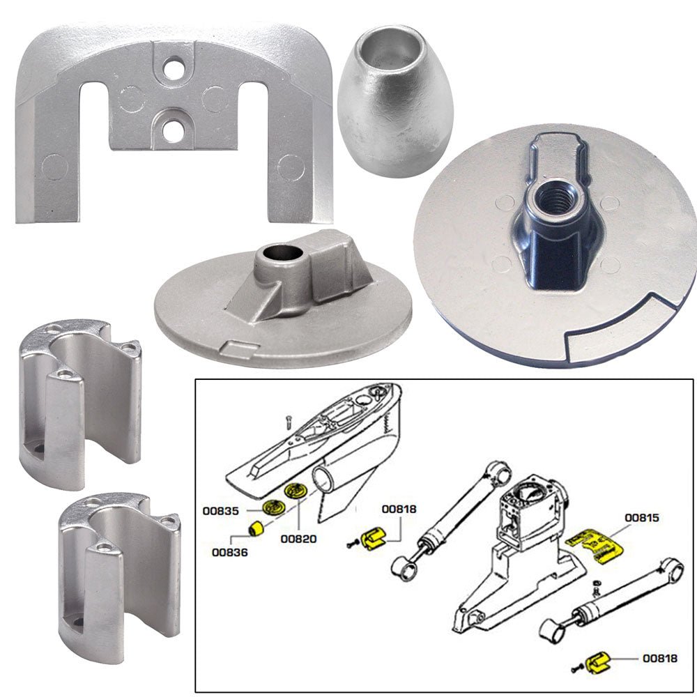 Tecnoseal Anode Kit w/Hardware - Mercury Bravo 3 2004-Present - Aluminum - Life Raft Professionals