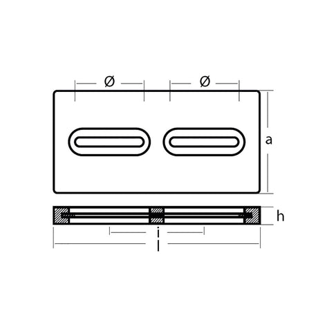 Tecnoseal Rectangular Zinc Plate Anode w/Inserts - 12" x 6" x 1" - Life Raft Professionals