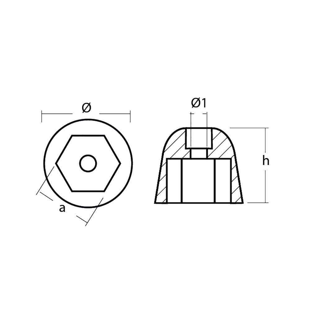 Tecnoseal Zinc Sidepower - Sleipner Propeller Nut Anode - Life Raft Professionals