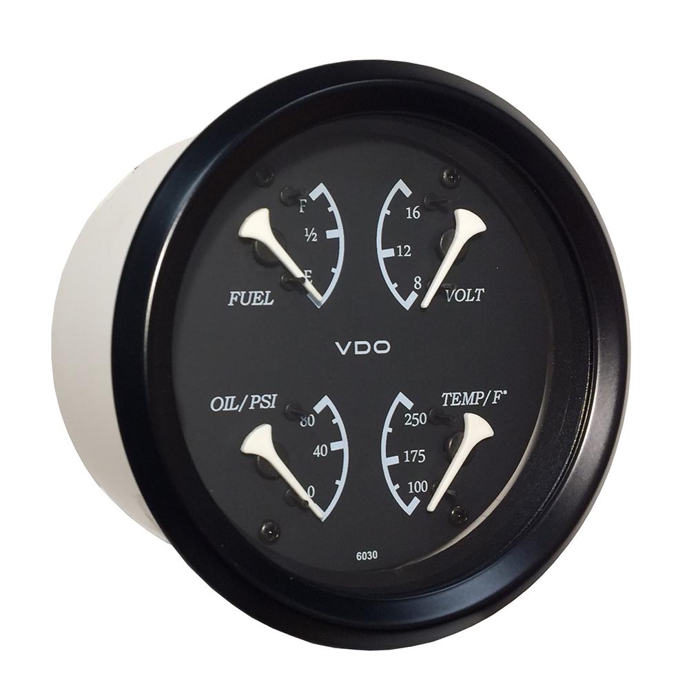 VDO Cockpit Marine 85mm (3-3/8") 4 in 1 Gauge - Black Dial/Bezel [110-11700] - Life Raft Professionals