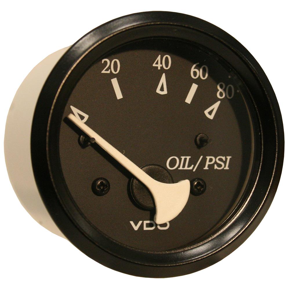 VDO Cockpit Marine Oil Pressure Gauge - 80 PSI - Black Dial/Bezel [350-11800] - Life Raft Professionals