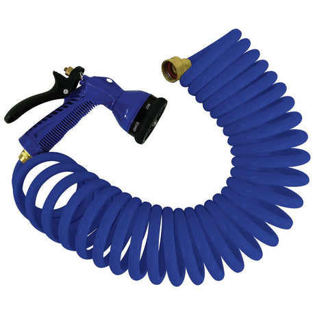 Whitecap 15 Blue Coiled Hose w/Adjustable Nozzle - Life Raft Professionals