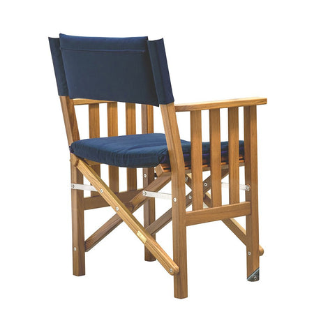 Whitecap Directors Chair II w/Navy Cushion - Teak - Life Raft Professionals