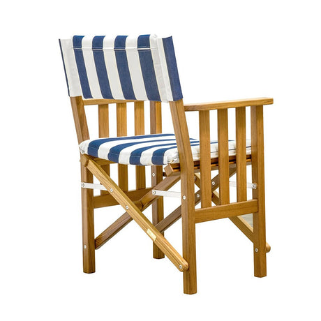 Whitecap Directors Chair II w/Navy White Cushion - Teak - Life Raft Professionals